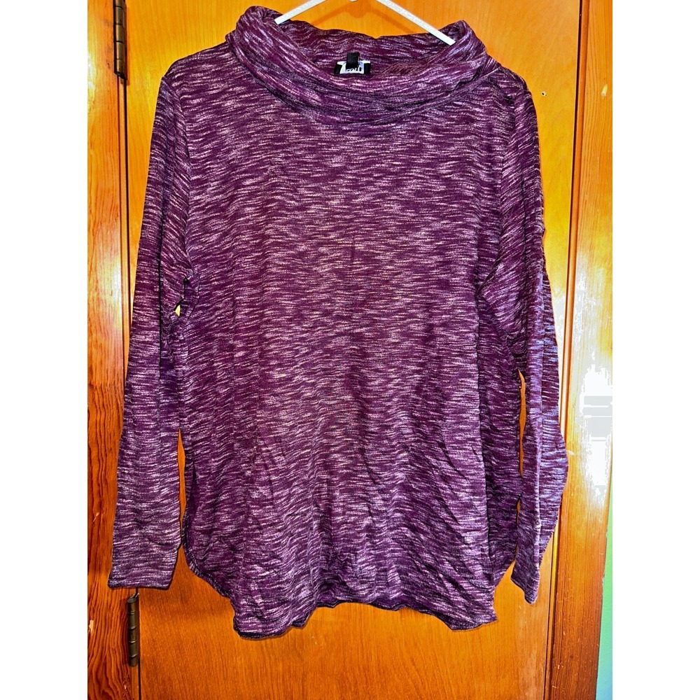 Jones New York Signature Cowl Neck 2XL Heathered Burgundy Red Purple Top